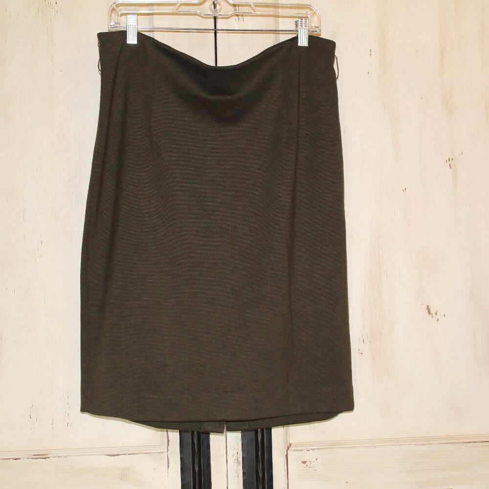 Premise Studio olive green pencil skirt with back slit size‎ 14